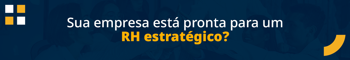 arte com fundo azul, vetores nas bordas inferior direita e superior esquerda em formato de quadrados e meia lua amarelos e brancos, frase central escrita em branco e amarelo: sua empresa está preparada para um RH estratégico?